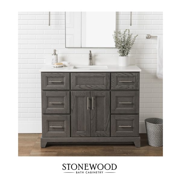 Stonewood - Meuble lavabo en bois avec comptoir de quartz 42po - Faible profondeur