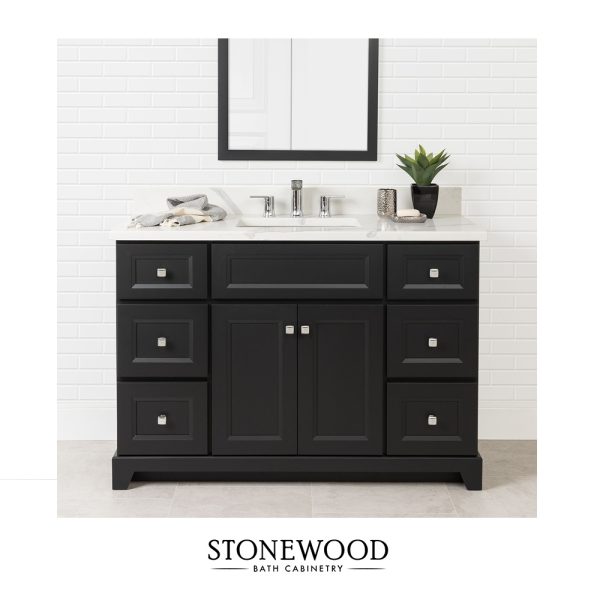 Stonewood - Meuble lavabo en bois avec comptoir de quartz 48po - Faible profondeur