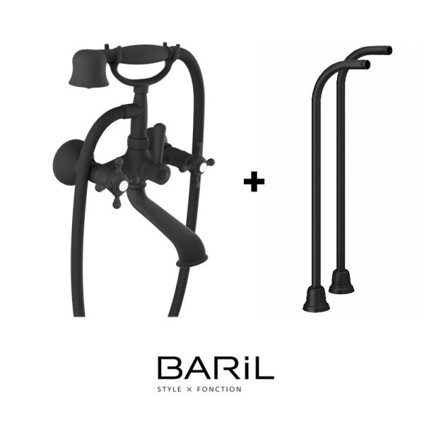 Baril – NAUTICA B16 – Robinet de bain mural ou sur colonnettes - Noir mat
