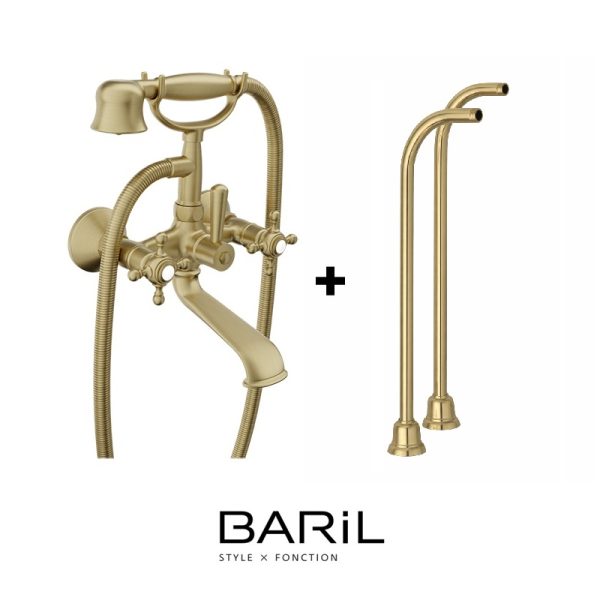 Baril – NAUTICA B16 – Robinet de bain mural ou sur colonnettes - Laiton Satiné