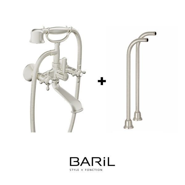 Baril – NAUTICA B16 – Robinet de bain mural ou sur colonnettes - Nickel Brossé
