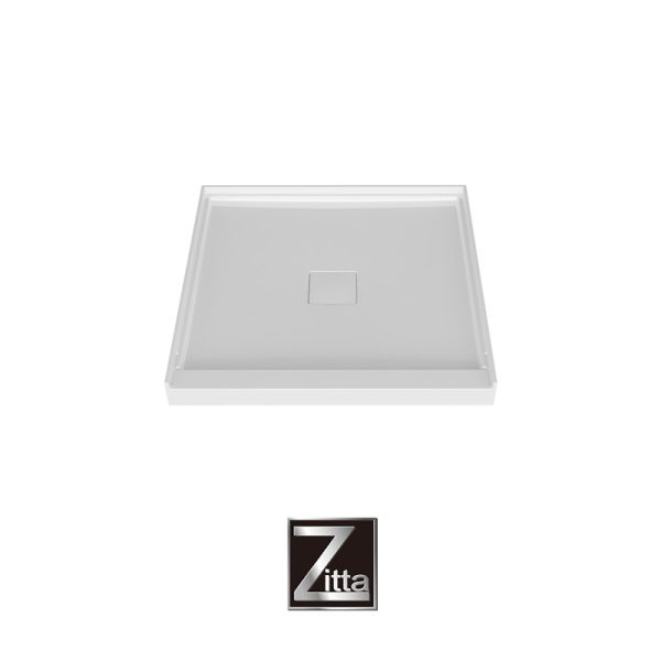 ZITTA - Base de douche en acrylique avec drain caché central - 36x36 Installation en ALCOVE