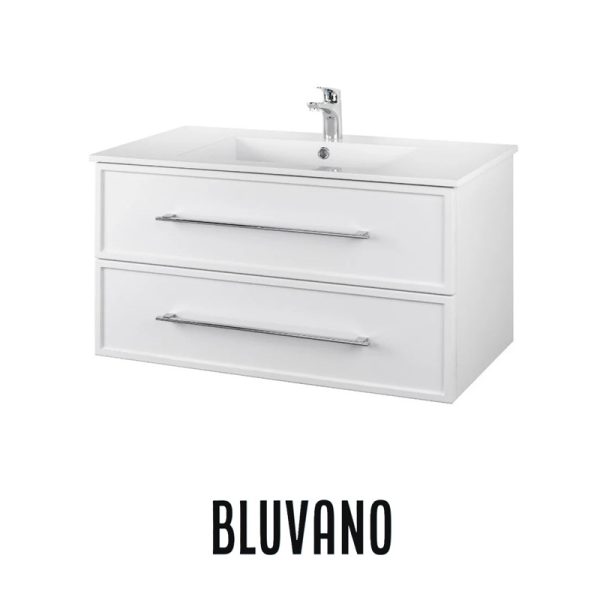 BLUVANO - Collection NOA - Meuble lavabo mural et comptoir avec lavabo intégré