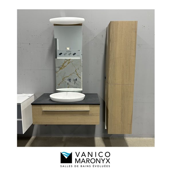 **DÉMO** Vanico-Maronyx - Série LOFT - Ensemble meuble lavabo mural avec pharmacie et lingerie
