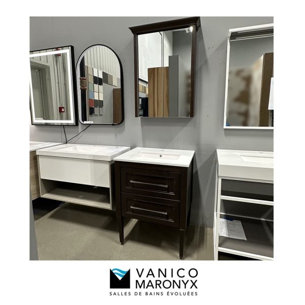 **DÉMO** Vanico-Maronyx - Série STILETTO - Ensemble meuble lavabo mural avec pharmacie et lingerie