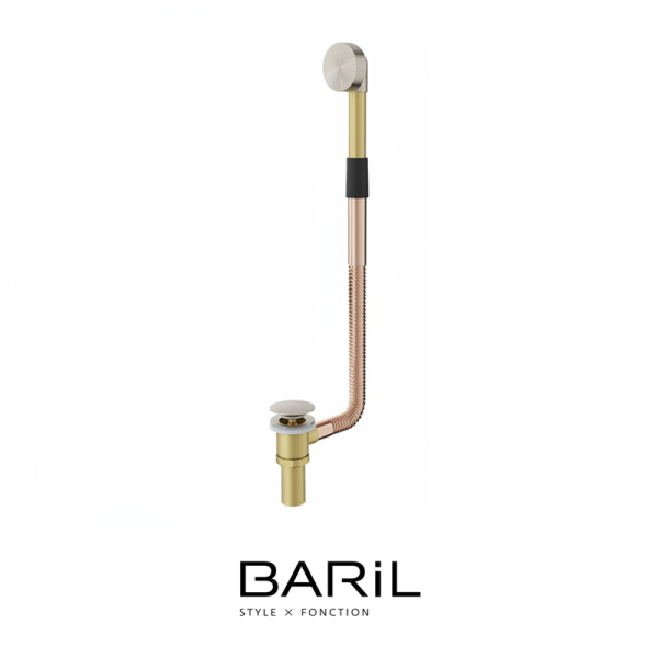Baril - Drain en laiton pour baignoire à bouton poussoir - Nickel Brossé