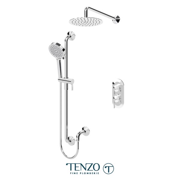 Tenzo - PALOMA - Ensemble de douche thermostatique 2 fonctions avec rail et pluie