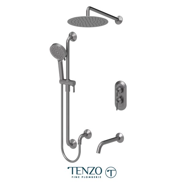 Tenzo - PALOMA - Ensemble de bain-douche thermostatique 3 fonctions avec rail, pluie et jets de corps