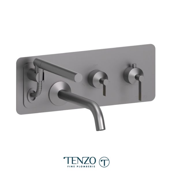 Tenzo - PALOMA - Robinet de bain mural avec boyau rétractable et bec fixe