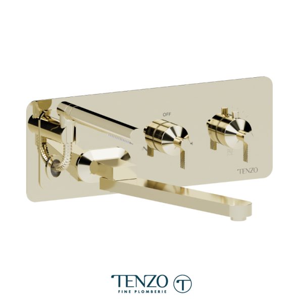 Tenzo - PALOMA - Robinet de bain mural avec boyau rétractable et bec pivotant
