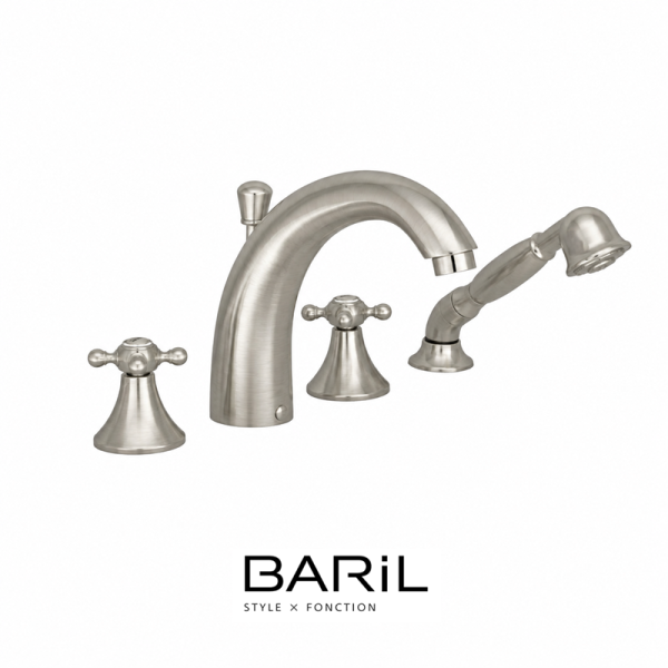Baril – NAUTICA B16 – Robinet de bain 4 morceaux - Nickel Brossé