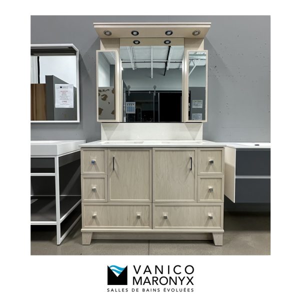 **DÉMO** Vanico-Maronyx - Série ESSENTIA F Bois - Ensemble meuble lavabo double avec pharmacies et miroir