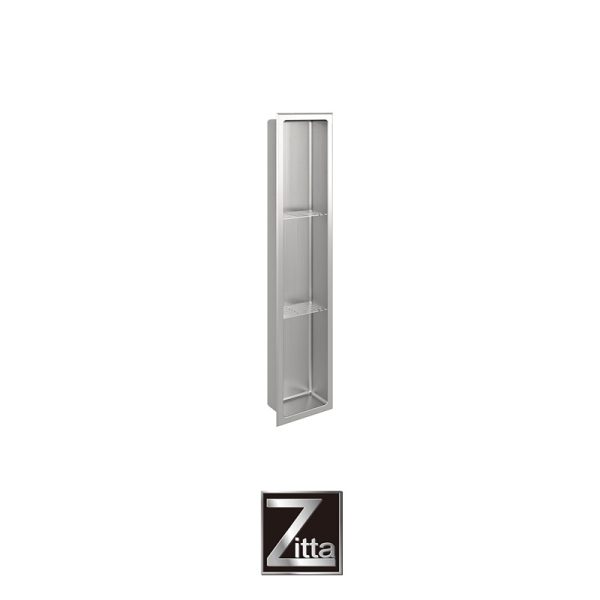 ZITTA - Niche de finition en acier inoxydable - 36po x 8po Verticale avec tablette - Brossé