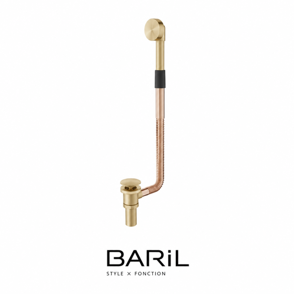 Baril - Drain en laiton pour baignoire à bouton poussoir - Laiton Satiné