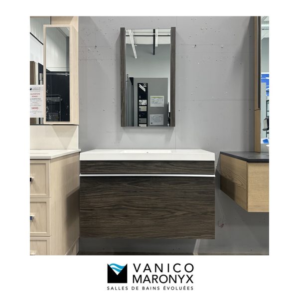 **DÉMO** Vanico-Maronyx - Série Mini Condo- Meuble lavabo mural 36po à faible profondeur et miroir DEL
