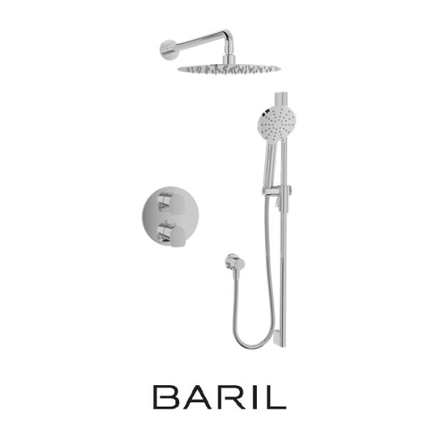 Baril - SENS B45 - Ensemble de douche thermostatique 2 fonctions avec rail et pluie - Chrome