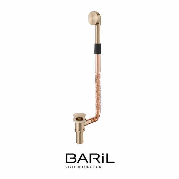 Baril - Drain en laiton pour baignoire à bouton poussoir - Or Ambré